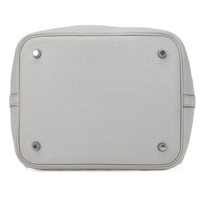HERMES Picotin Rock MM Handbag Tryon Clemence Blue Pale Silver-Tone Hardware Pre-Owned - Vintage La Charme