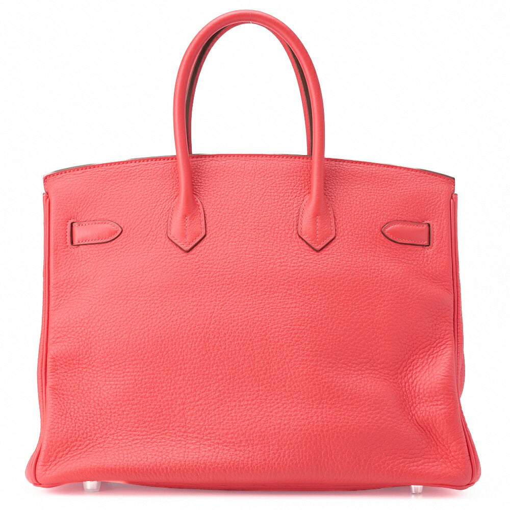 HERMES Birkin 35 Handbag Tryon Clemence Rouge Pivoine Silver-Tone Hardware Pre-Owned - Vintage La Charme