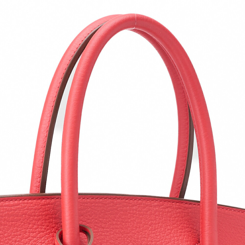 HERMES Birkin 35 Handbag Tryon Clemence Rouge Pivoine Silver-Tone Hardware Pre-Owned - Vintage La Charme