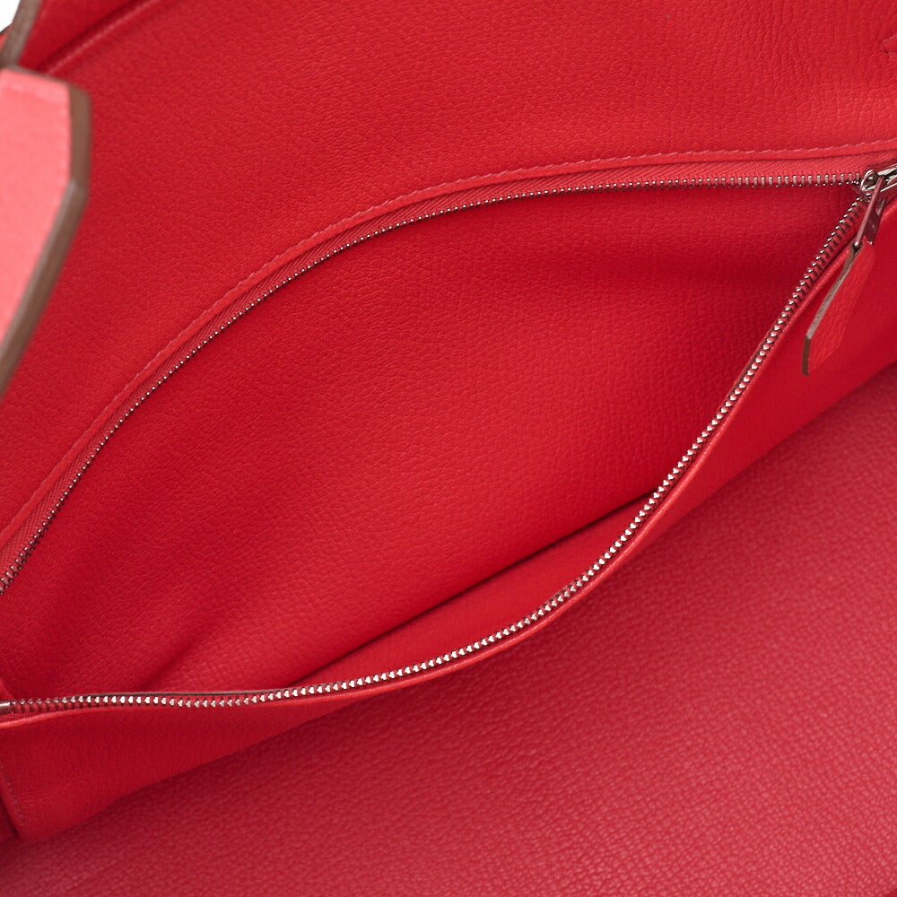 HERMES Birkin 35 Handbag Tryon Clemence Rouge Pivoine Silver-Tone Hardware Pre-Owned - Vintage La Charme