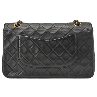 CHANEL Shoulder Bag Matelasse Double Flap Lambskin Black Gold-Tone Hardware Pre-Owned - Vintage La Charme