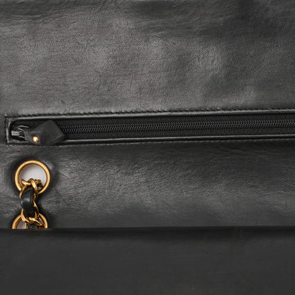 CHANEL Shoulder Bag Matelasse Double Flap Lambskin Black Gold-Tone Hardware Pre-Owned - Vintage La Charme