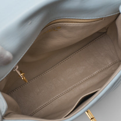 CHANEL Shoulder Bag V-Stitch Coco Mark Lambskin Light Blue Gold-Tone Hardware Pre-Owned - Vintage La Charme