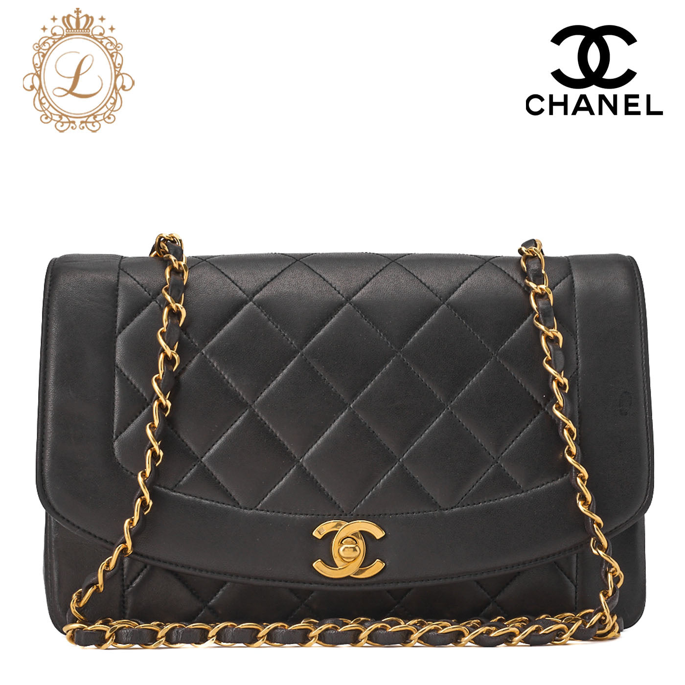 CHANEL Shoulder Bag, Matelasse, Lambskin, Black, Gold-Tone Hardware, Pre-Owned - Vintage La Charme