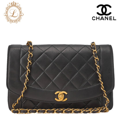 CHANEL Shoulder Bag, Matelasse, Lambskin, Black, Gold-Tone Hardware, Pre-Owned - Vintage La Charme