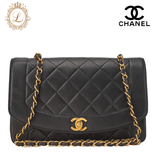 CHANEL Shoulder Bag, Matelasse, Lambskin, Black, Gold-Tone Hardware, Pre-Owned - Vintage La Charme