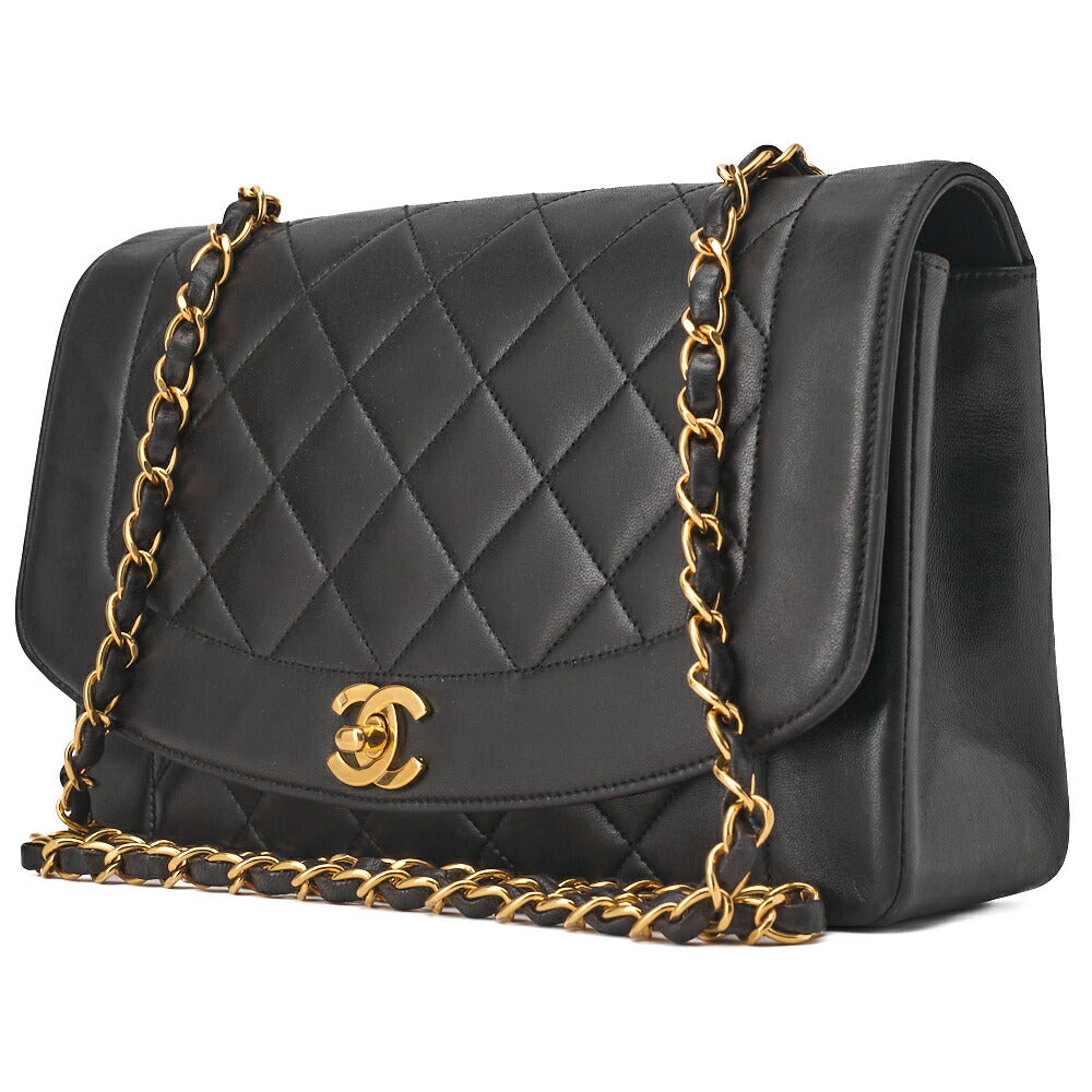 CHANEL Shoulder Bag, Matelasse, Lambskin, Black, Gold-Tone Hardware, Pre-Owned - Vintage La Charme