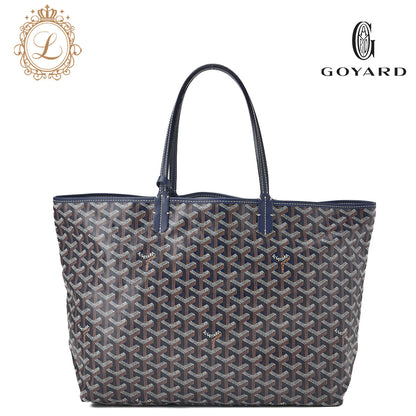 Goyard Saint Louis PM Tote Bag Coating Canvas Navy Silver-Tone Hardware Pre-Owned - Vintage La Charme