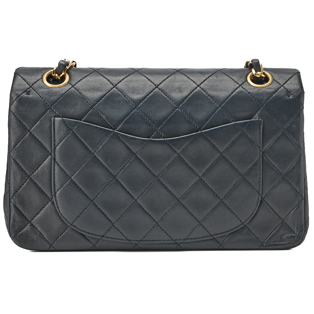CHANEL Shoulder Bag Matelasse Double Flap Lambskin Navy Gold-Tone Hardware Pre-Owned - Vintage La Charme