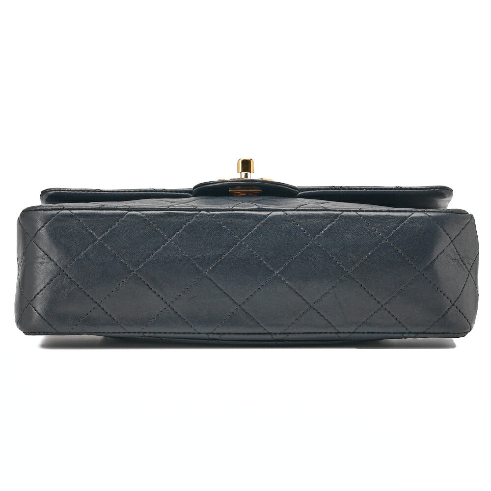 CHANEL Shoulder Bag Matelasse Double Flap Lambskin Navy Gold-Tone Hardware Pre-Owned - Vintage La Charme