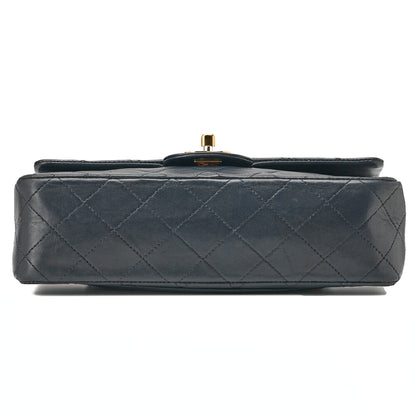 CHANEL Shoulder Bag Matelasse Double Flap Lambskin Navy Gold-Tone Hardware Pre-Owned - Vintage La Charme