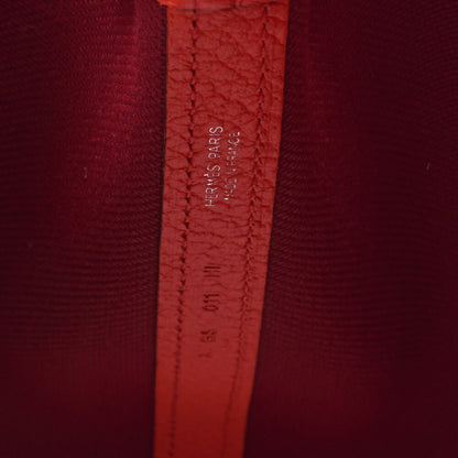 HERMES Garden Party TPM Tote Bag Toile Officer Rouge Grenat Silver-Tone Hardware Pre-Owned - Vintage La Charme