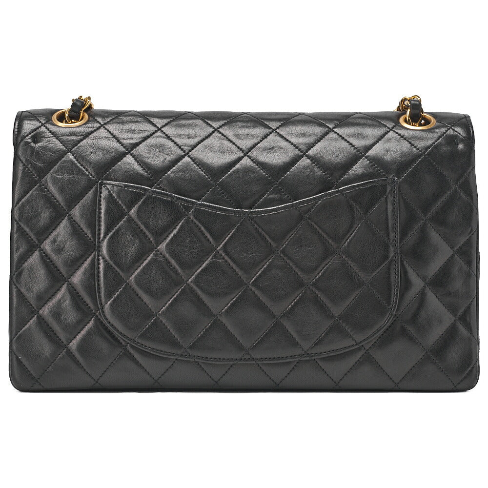 CHANEL Shoulder Bag, Matelasse Wave Flap Double Flap, Lambskin, Black, Gold-Tone Hardware, Pre-Owned - Vintage La Charme