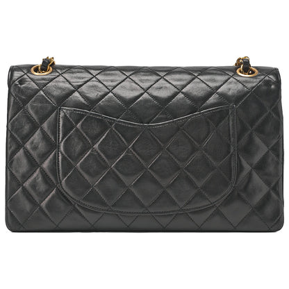 CHANEL Shoulder Bag, Matelasse Wave Flap Double Flap, Lambskin, Black, Gold-Tone Hardware, Pre-Owned - Vintage La Charme