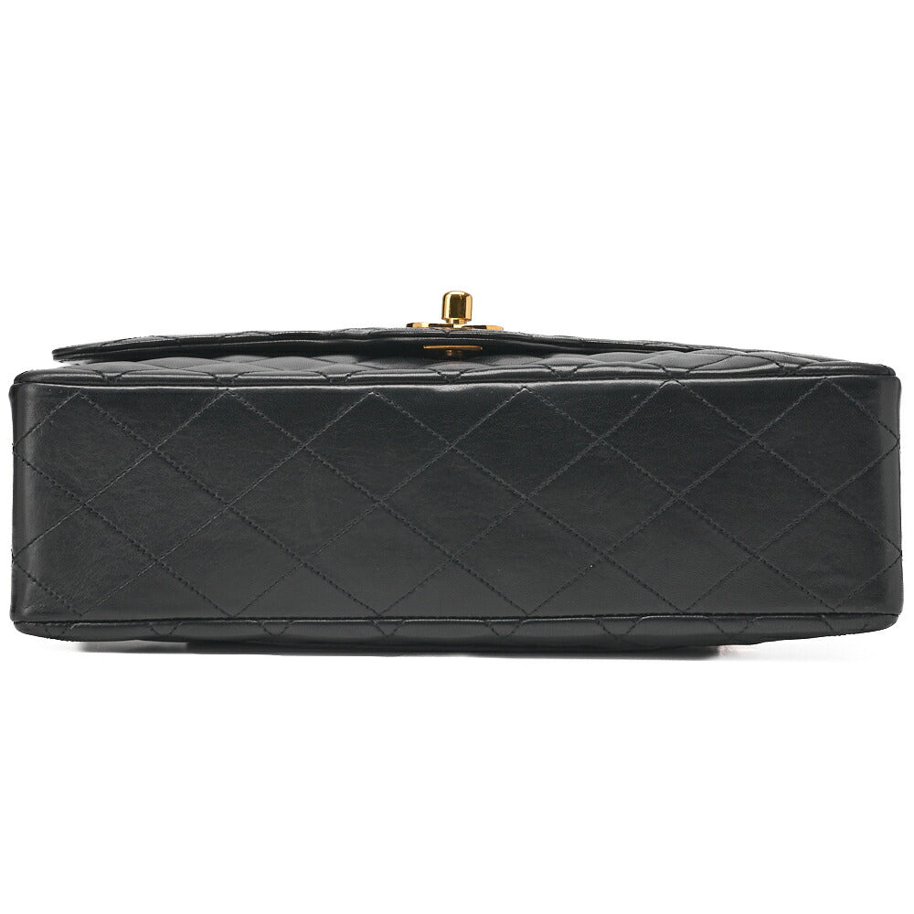 CHANEL Shoulder Bag, Matelasse Wave Flap Double Flap, Lambskin, Black, Gold-Tone Hardware, Pre-Owned - Vintage La Charme