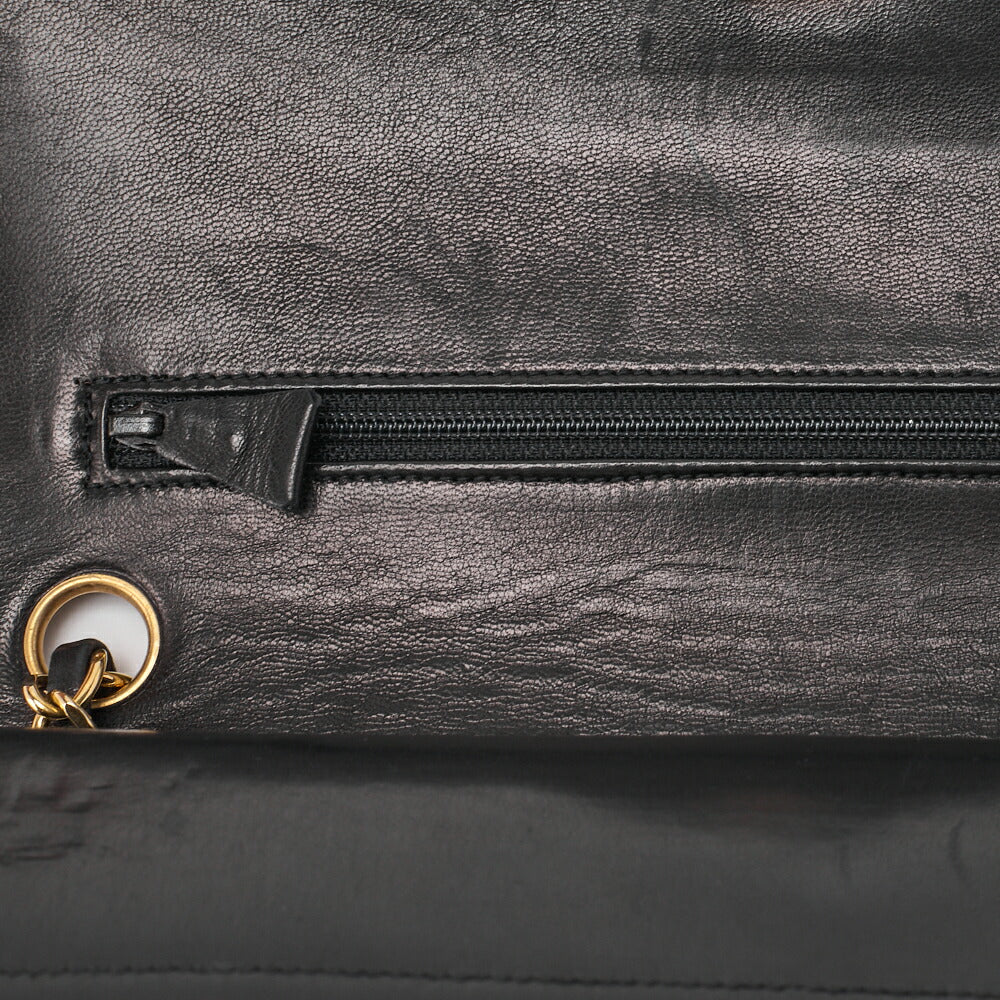 CHANEL Shoulder Bag, Matelasse Wave Flap Double Flap, Lambskin, Black, Gold-Tone Hardware, Pre-Owned - Vintage La Charme