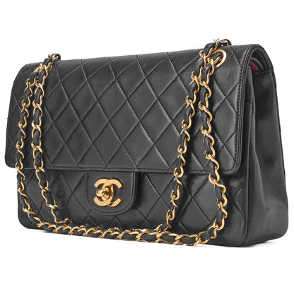 CHANEL Chain Shoulder Bag, Matelasse, Lambskin, Black, Gold-Tone Hardware, Pre-Owned - Vintage La Charme