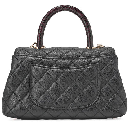 CHANEL Shoulder Bag Handbag Matelasse Coco Handle 2WAY Caviar Skin Black Gold-Tone Hardware Pre-Owned - Vintage La Charme
