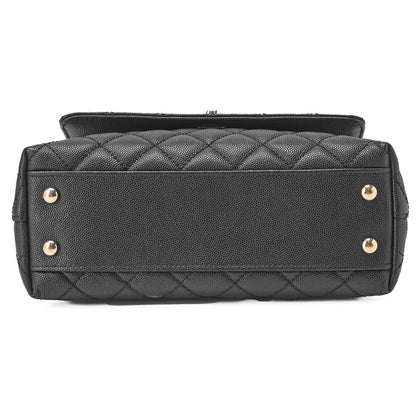 CHANEL Shoulder Bag Handbag Matelasse Coco Handle 2WAY Caviar Skin Black Gold-Tone Hardware Pre-Owned - Vintage La Charme