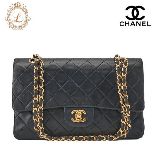CHANEL Shoulder Bag Matelasse Double Flap Lambskin Black Gold-Tone Hardware Pre-Owned - Vintage La Charme