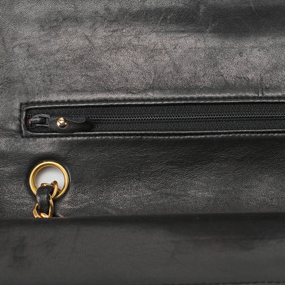 CHANEL Shoulder Bag Matelasse Double Flap Lambskin Black Gold-Tone Hardware Pre-Owned - Vintage La Charme