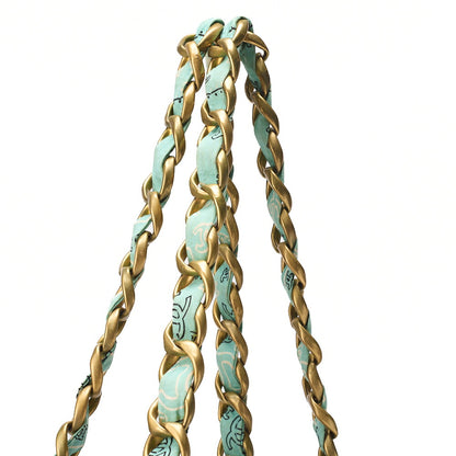 CHANEL Chain Tote Bag Coco Mark Bandana Pattern Canvas Green Silver-Tone Hardware Pre-Owned - Vintage La Charme