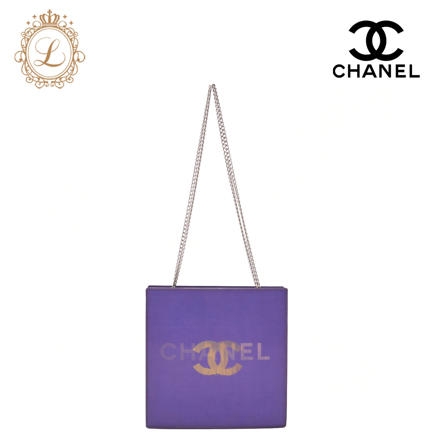 Chanel Shoulder Bag Coco Mark Logo Hologram Vinyl Purple Silver-Tone Hardware Pre-Owned - Vintage La Charme