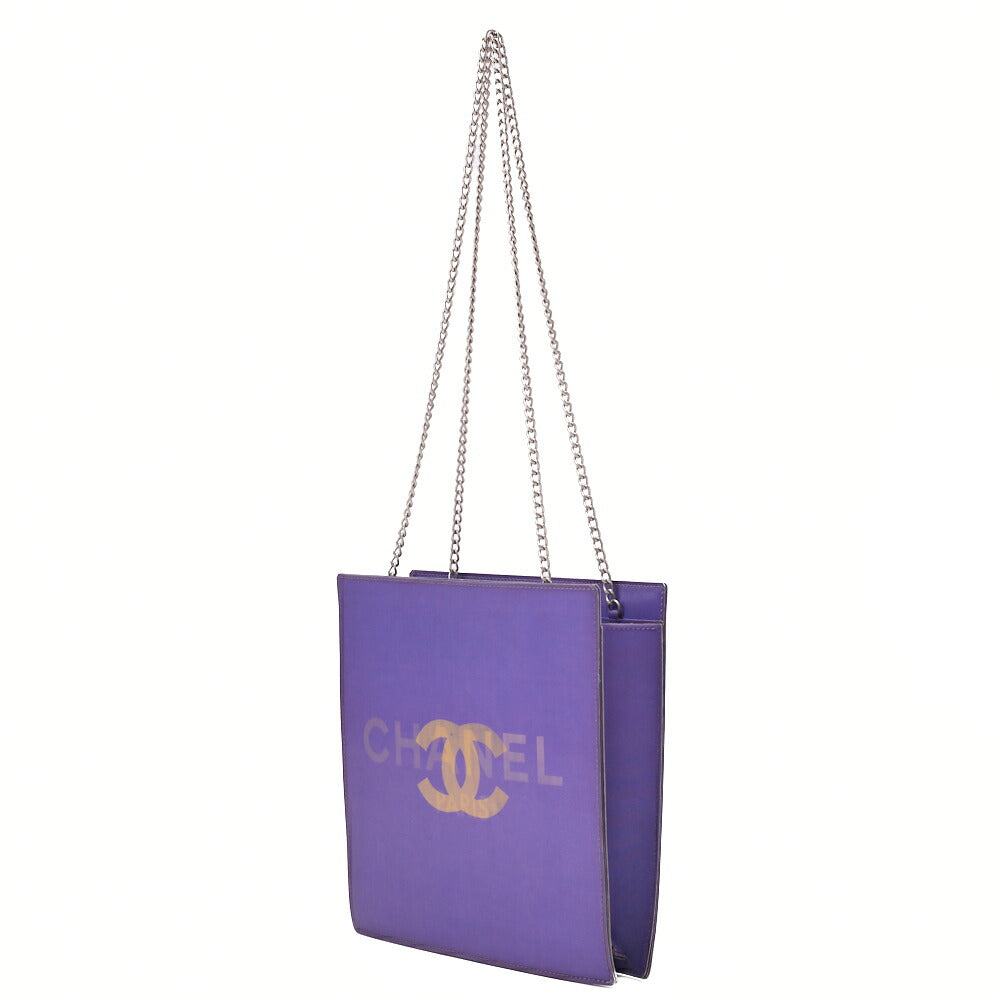 Chanel Shoulder Bag Coco Mark Logo Hologram Vinyl Purple Silver-Tone Hardware Pre-Owned - Vintage La Charme