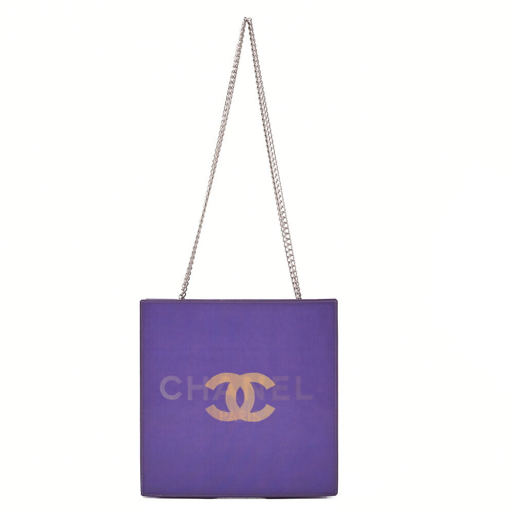 Chanel Shoulder Bag Coco Mark Logo Hologram Vinyl Purple Silver-Tone Hardware Pre-Owned - Vintage La Charme