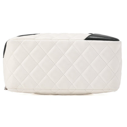 CHANEL Mini Tote Bag, Cambon Line, Calfskin, White, Silver-Tone Hardware, Pre-Owned - Vintage La Charme
