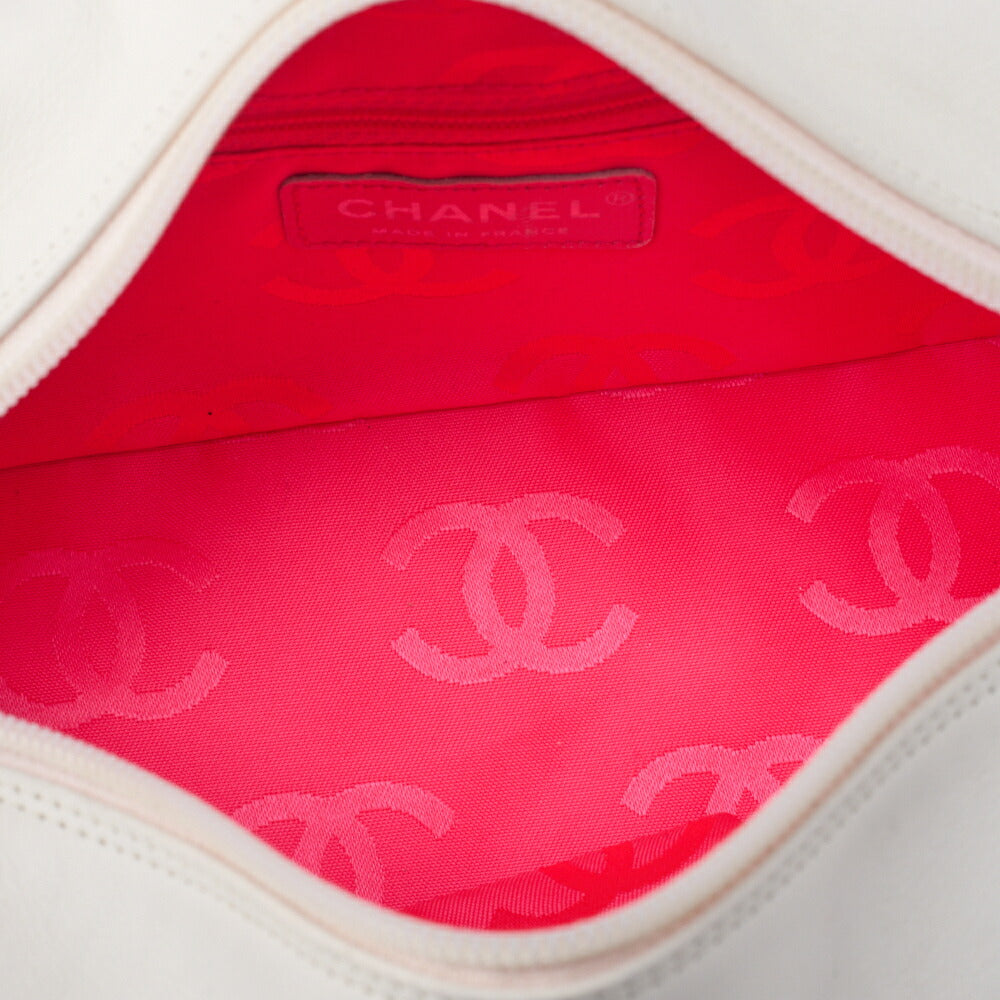 CHANEL Mini Tote Bag, Cambon Line, Calfskin, White, Silver-Tone Hardware, Pre-Owned - Vintage La Charme