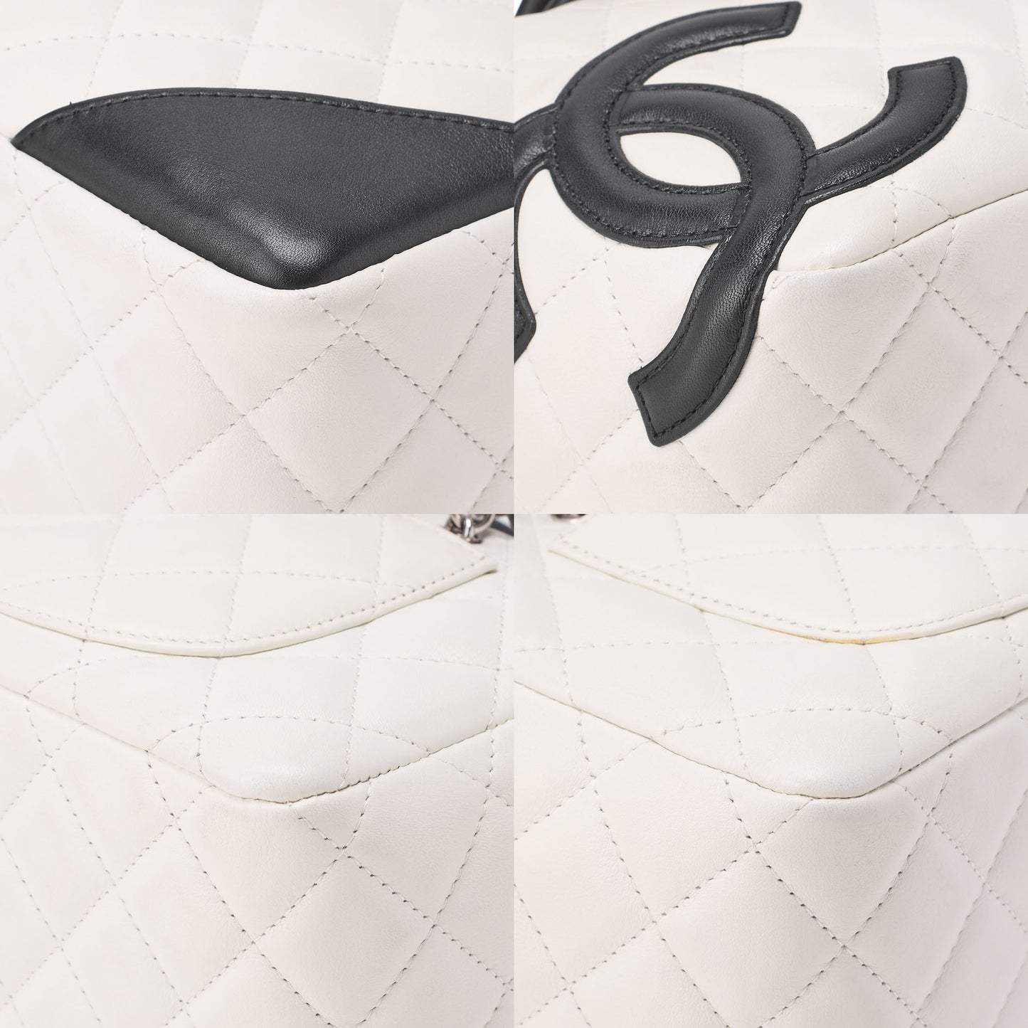 CHANEL Mini Tote Bag, Cambon Line, Calfskin, White, Silver-Tone Hardware, Pre-Owned - Vintage La Charme