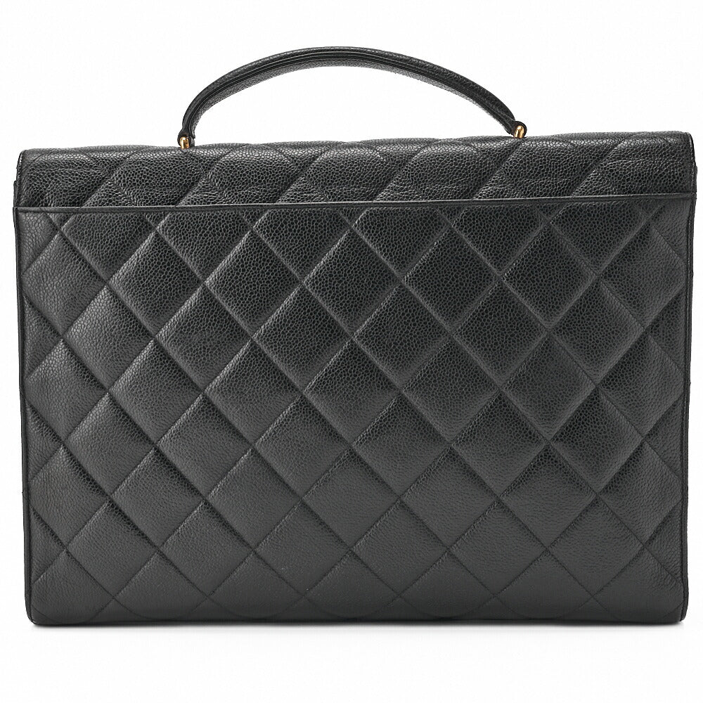 CHANEL Handbag Matelasse Turn Lock Caviar Leather Black Gold-Tone Hardware Pre-Owned - Vintage La Charme