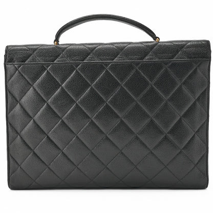 CHANEL Handbag Matelasse Turn Lock Caviar Leather Black Gold-Tone Hardware Pre-Owned - Vintage La Charme