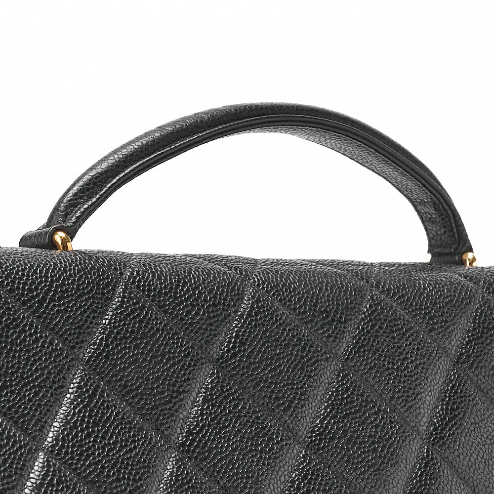CHANEL Handbag Matelasse Turn Lock Caviar Leather Black Gold-Tone Hardware Pre-Owned - Vintage La Charme