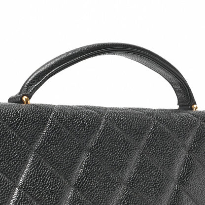 CHANEL Handbag Matelasse Turn Lock Caviar Leather Black Gold-Tone Hardware Pre-Owned - Vintage La Charme