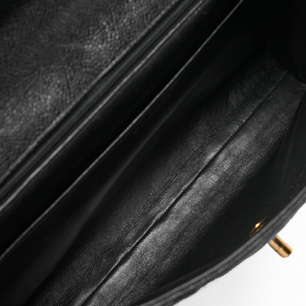 CHANEL Handbag Matelasse Turn Lock Caviar Leather Black Gold-Tone Hardware Pre-Owned - Vintage La Charme