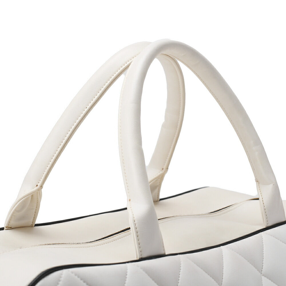 CHANEL Handbag Boston Bag Matelasse Calfskin White Gold-Tone Hardware Pre-Owned - Vintage La Charme