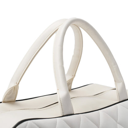 CHANEL Handbag Boston Bag Matelasse Calfskin White Gold-Tone Hardware Pre-Owned - Vintage La Charme