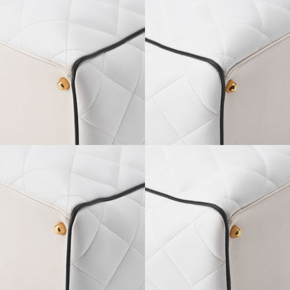 CHANEL Handbag Boston Bag Matelasse Calfskin White Gold-Tone Hardware Pre-Owned - Vintage La Charme