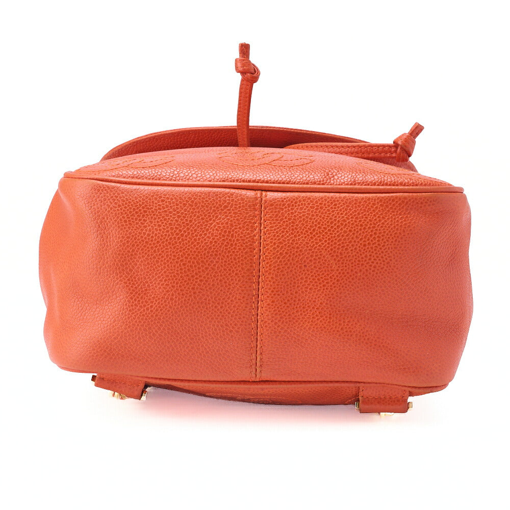 CHANEL Chain Backpack Bag Triple Coco Turn Lock Caviar Skin Orange Gold-Tone Hardware Pre-Owned - Vintage La Charme