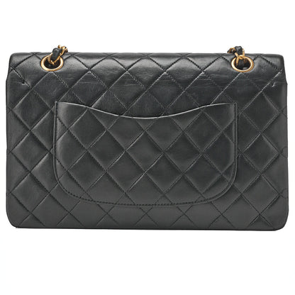 CHANEL Shoulder Bag Matlasse Double Flap 25cm Chain Shoulder Lambskin Black Gold-Tone Hardware, Pre-Owned
