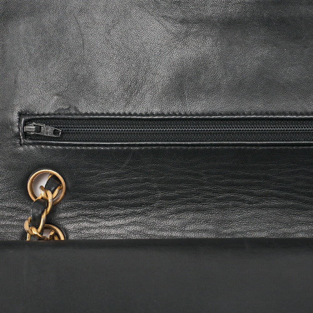 CHANEL Shoulder Bag Matlasse Double Flap 25cm Chain Shoulder Lambskin Black Gold-Tone Hardware, Pre-Owned