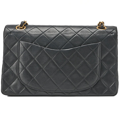 CHANEL Chain Shoulder Bag Matlasse Double Flap 23cm Lambskin Black Gold-Tone Hardware, Pre-Owned