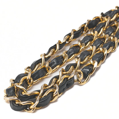 CHANEL Chain Shoulder Bag Matlasse Double Flap 23cm Lambskin Black Gold-Tone Hardware, Pre-Owned