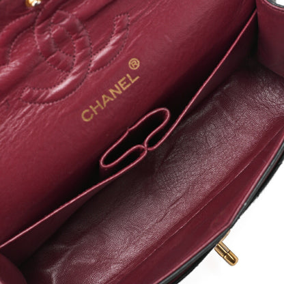 CHANEL Chain Shoulder Bag Matlasse Double Flap 23cm Lambskin Black Gold-Tone Hardware, Pre-Owned