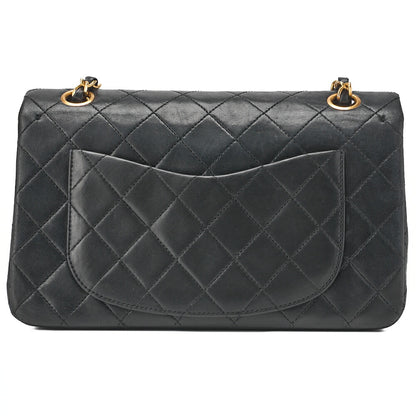 CHANEL Chain Shoulder Bag Matlasse Double Flap 23cm Lambskin Black Gold-Tone Hardware, Pre-Owned
