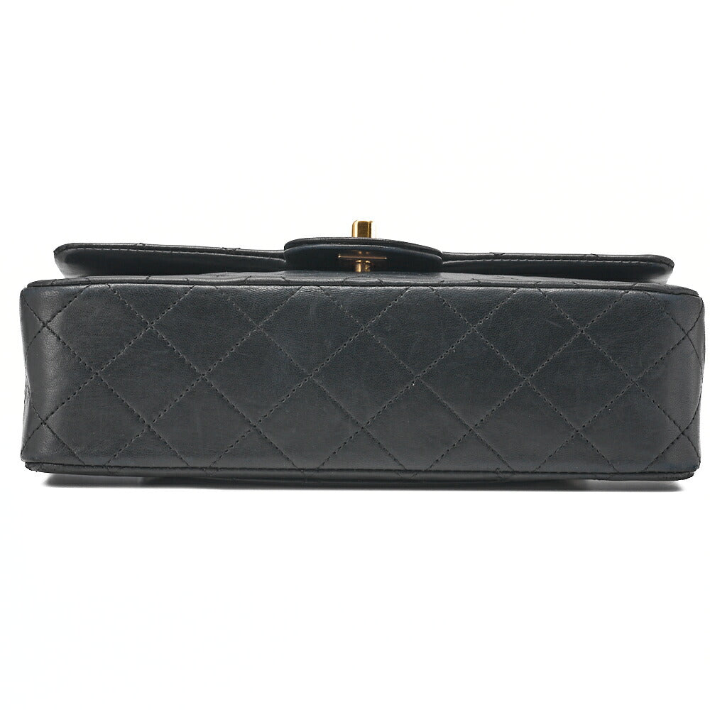 CHANEL Chain Shoulder Bag Matlasse Double Flap 23cm Lambskin Black Gold-Tone Hardware, Pre-Owned