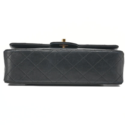 CHANEL Chain Shoulder Bag Matlasse Double Flap 23cm Lambskin Black Gold-Tone Hardware, Pre-Owned