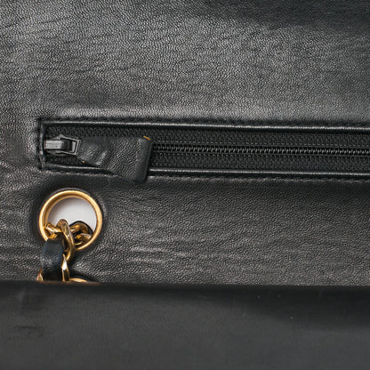 CHANEL Chain Shoulder Bag Matlasse Double Flap 23cm Lambskin Black Gold-Tone Hardware, Pre-Owned